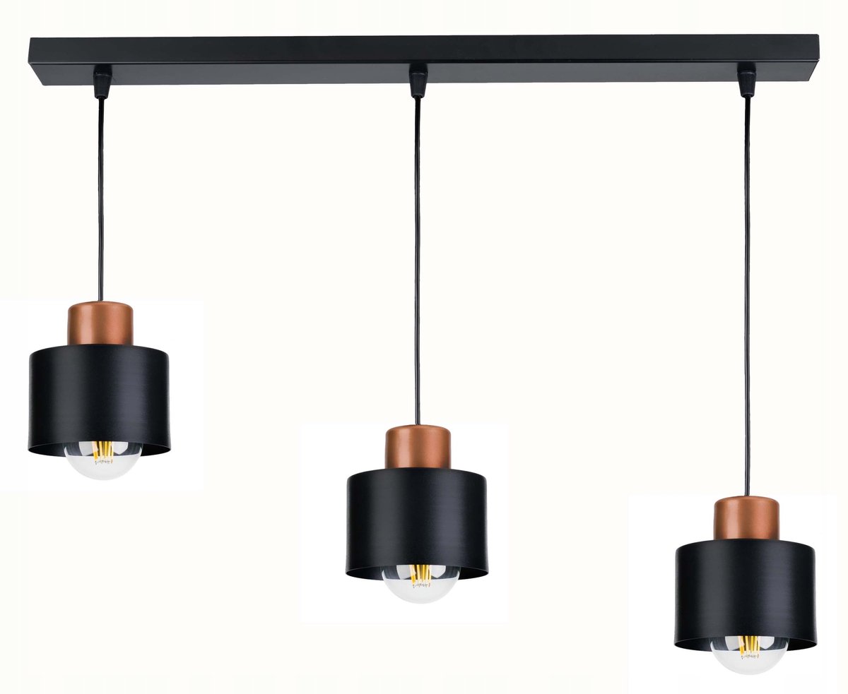 Hanglamp Kubus Koper - 3xE27 - Verstelbaar snoer