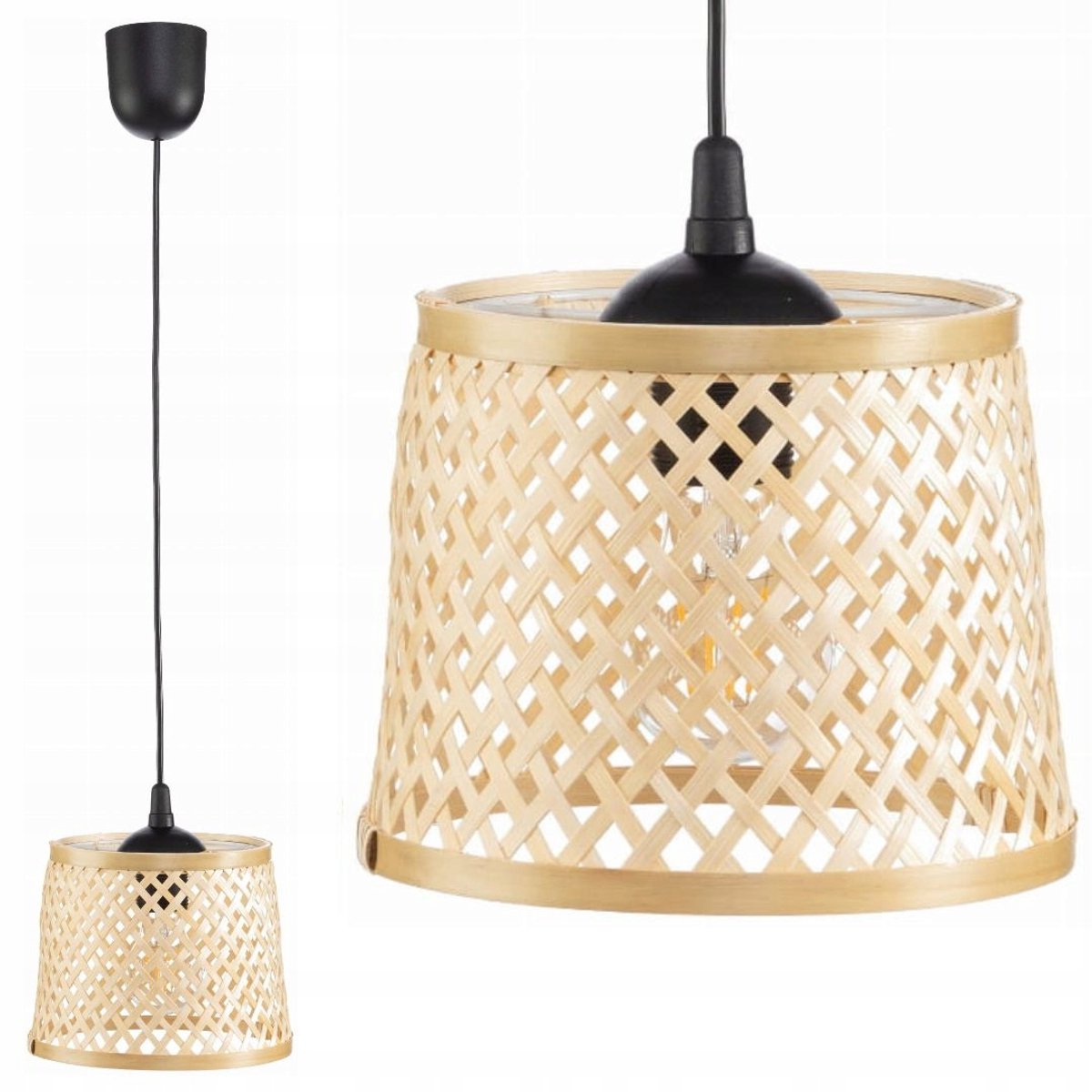 BOHO bamboe hanglamp cilinder TH2B 20cm - Natuurlijk en stijlvol