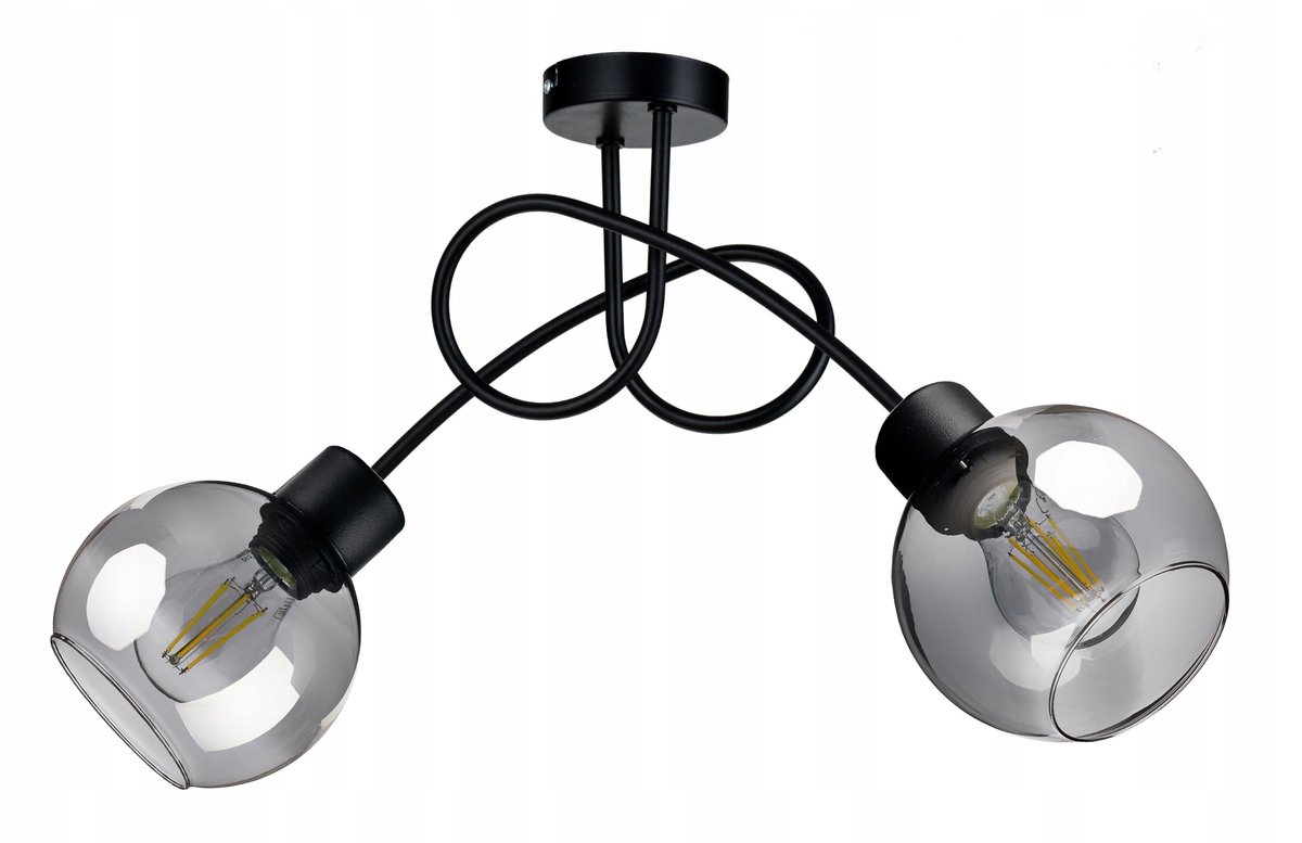 Loft Hanglamp Glas E27 Zwart/Grijs - 2 lichts