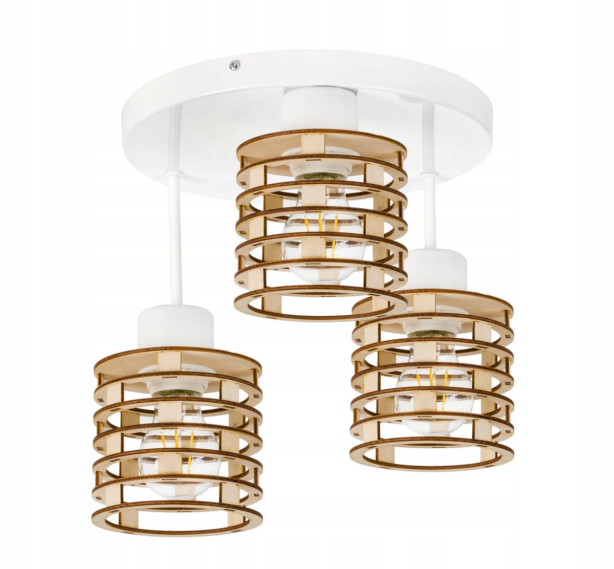 Hanglamp Plafond Hout Veer - 3xE27 - Stijlvol en Modern