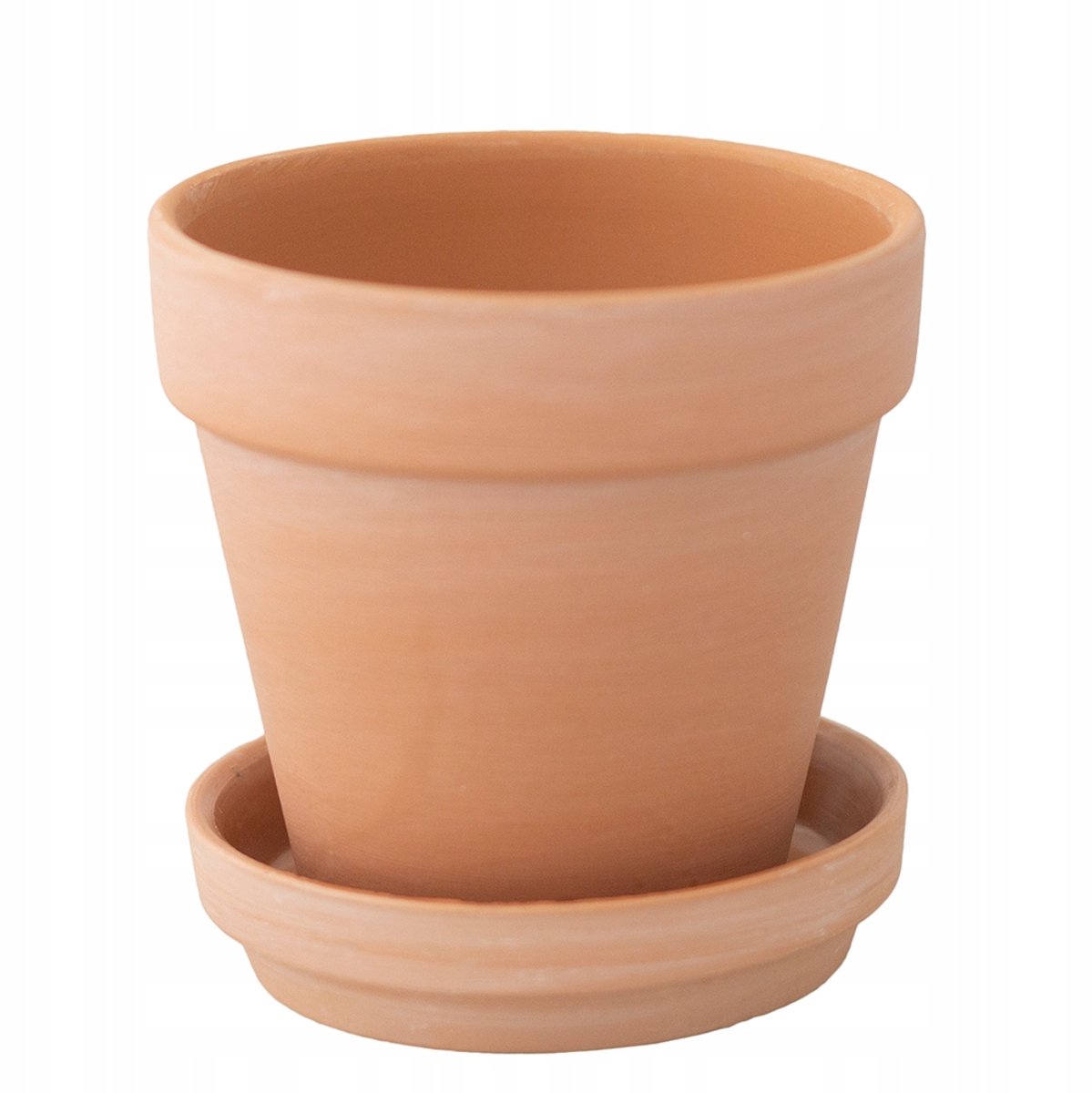 Terracotta Pot met Schotel, 9cm Diameter, Gekalkt