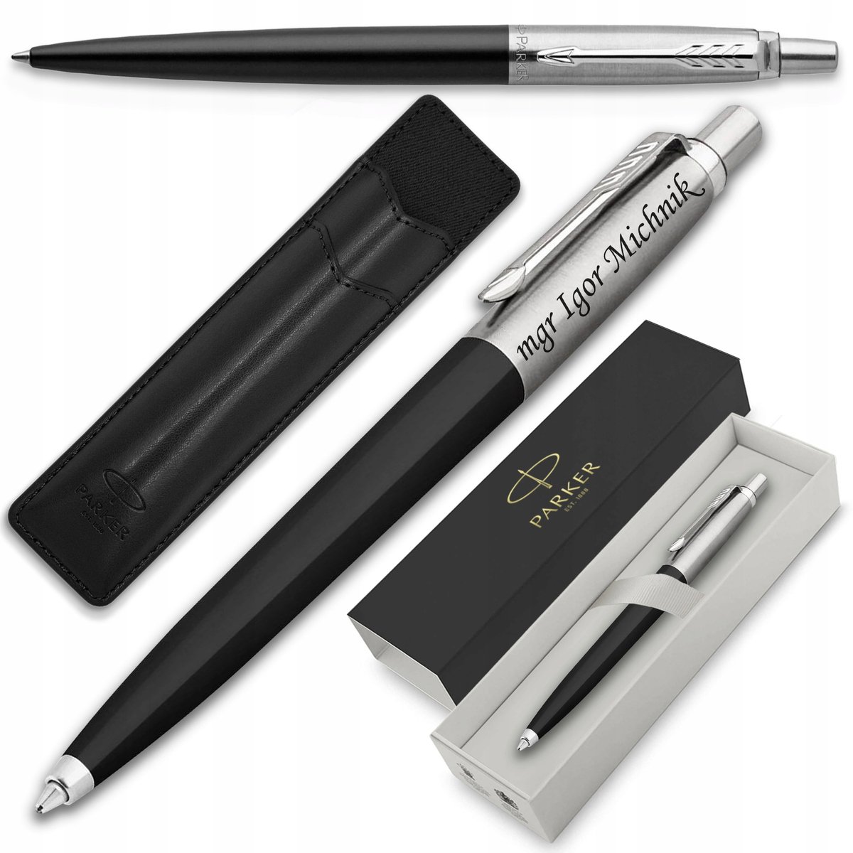 Parker Jotter 60 zwarte Pennenset met gravure - luxe cadeau