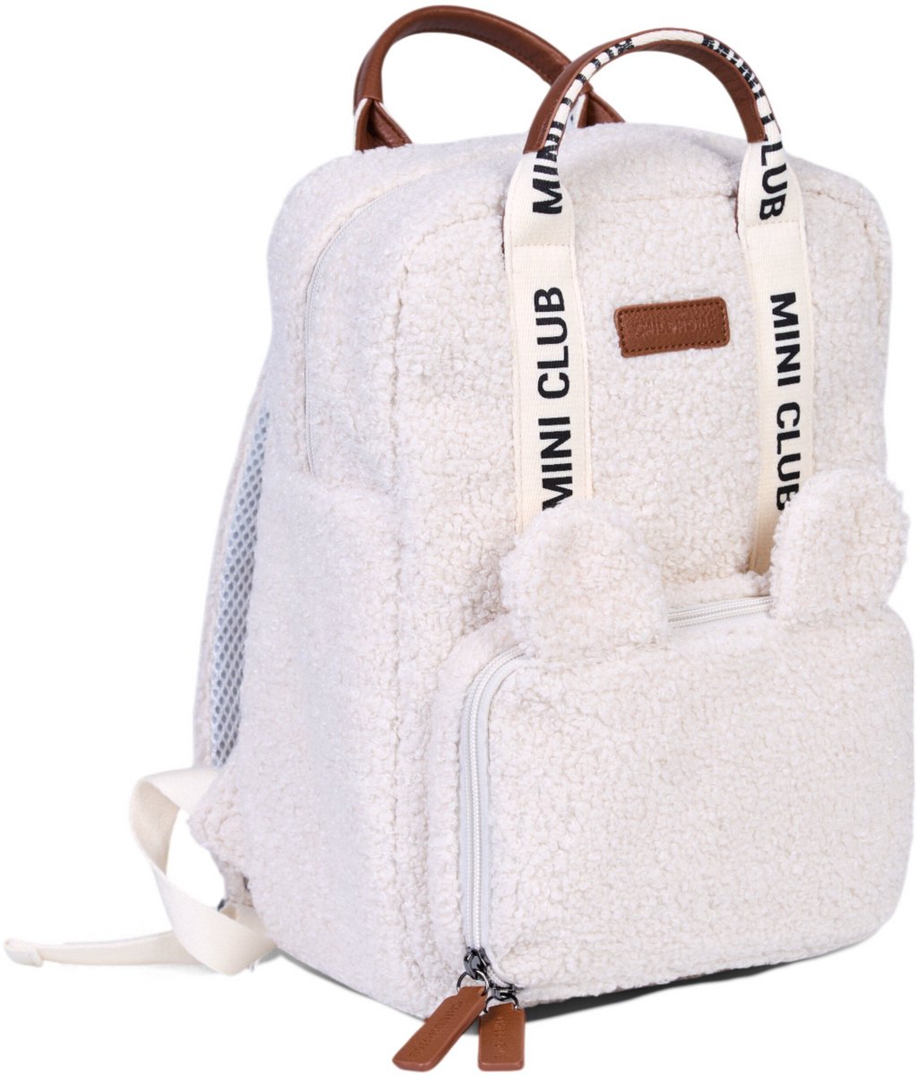 Childhome Kinderrugzak Mini Club – Teddy Ecru – Kleuterrugzak met lunchvak en isolatiezakje – 32x23x10 cm