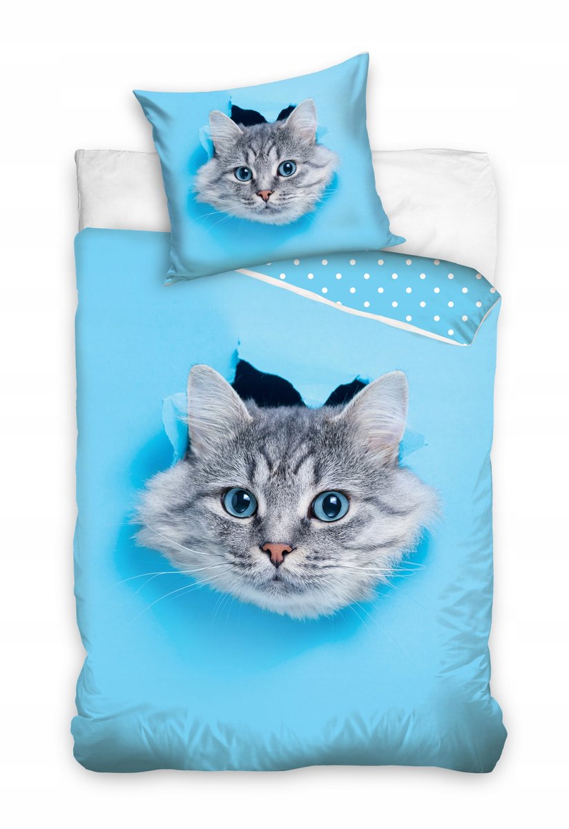 Katoenen Dekbedovertrek Set 160x200 cm met Kussen 70x80 cm