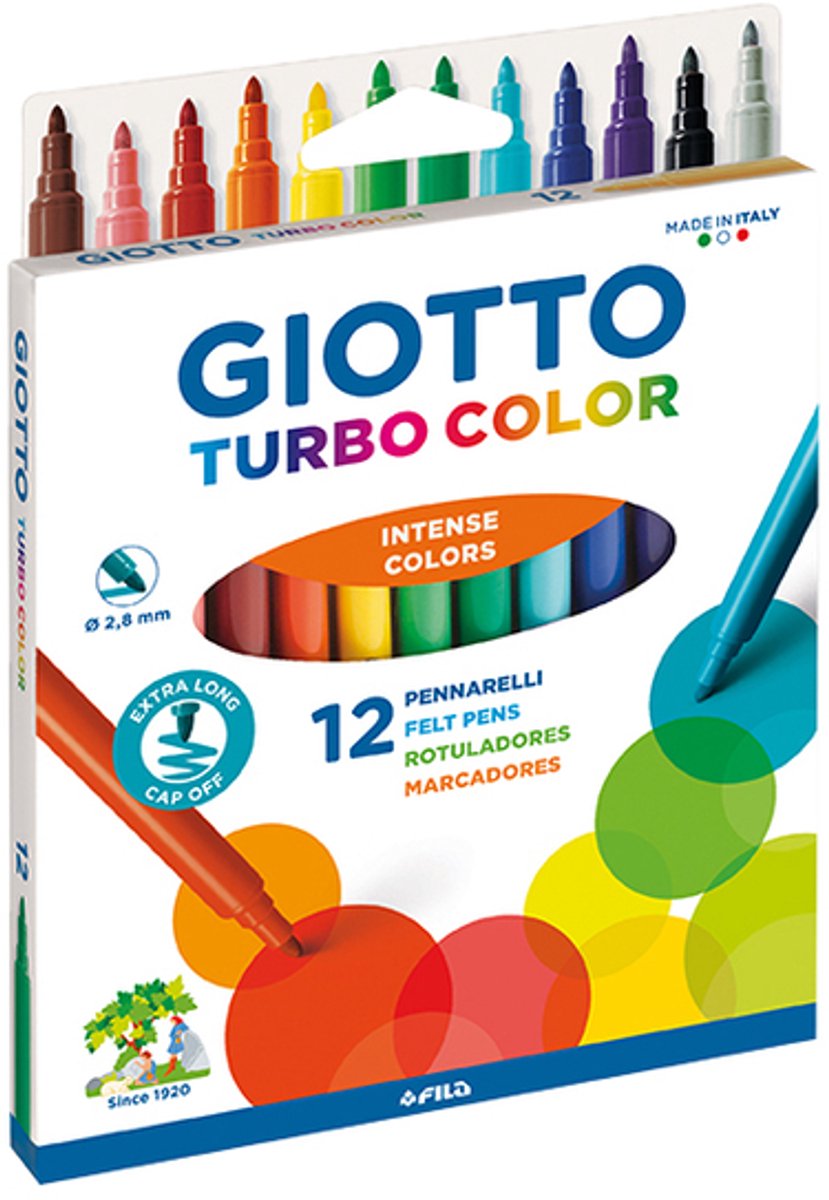 Viltstift giotto turbo color 12 kleuren | 10 stuks