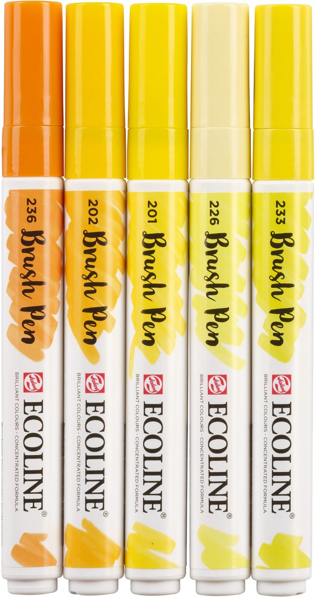 Brushpen talens ecoline set 5 stuks geel | 3 stuks