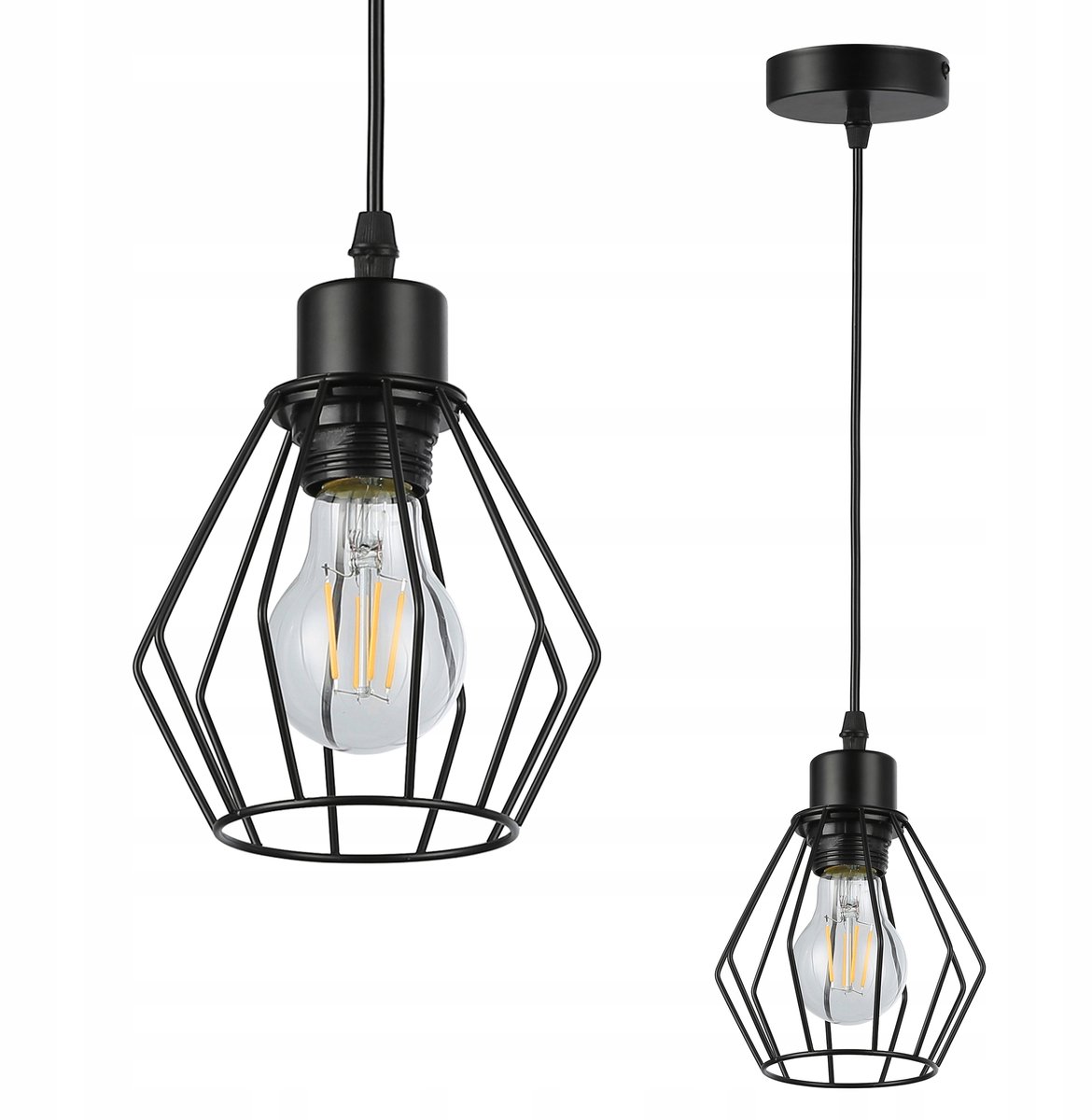 Hanglamp E27 Zwart Metaal Loft Stijl - 105cm