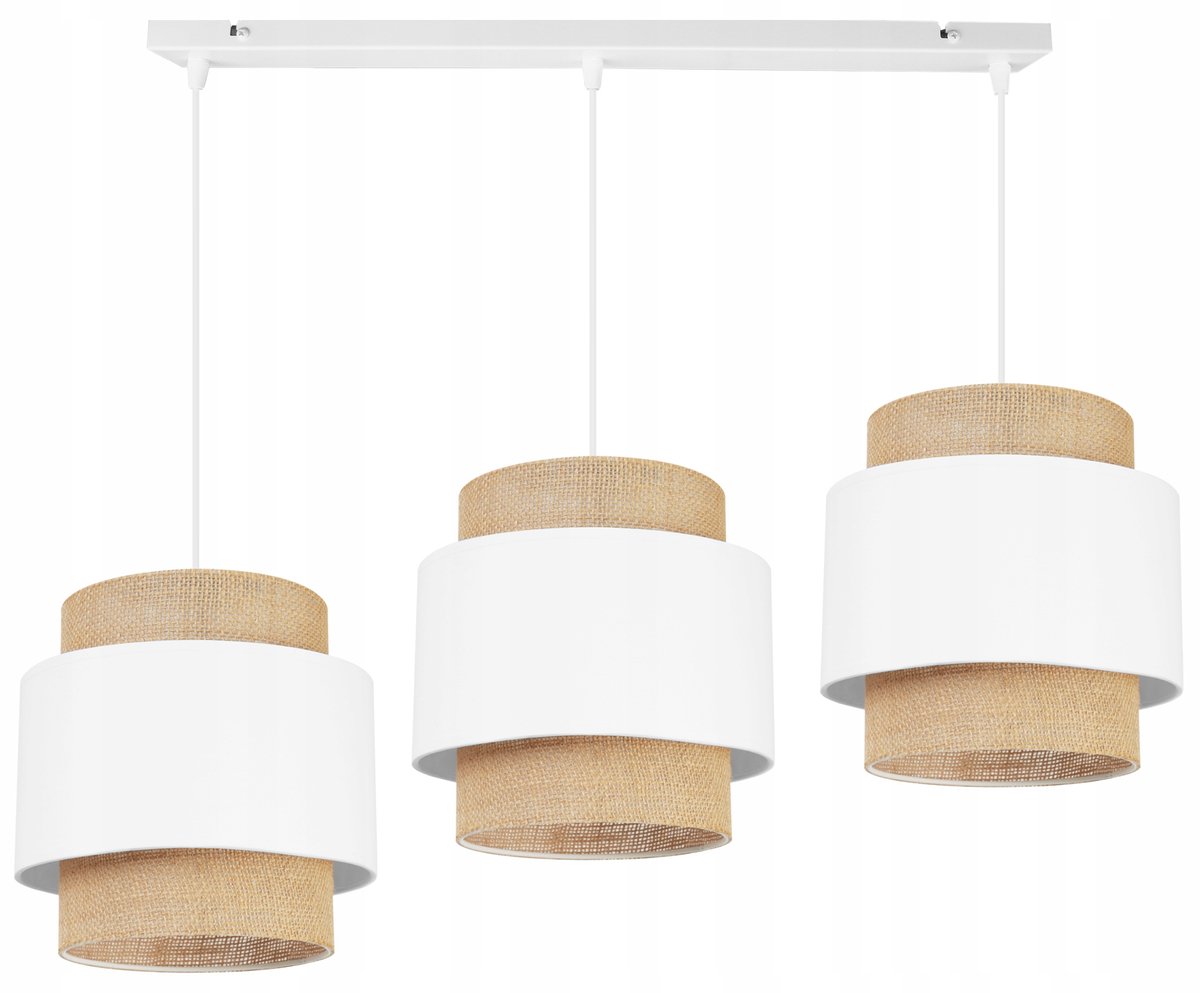 Boho Hanglamp Jute 3-lichts Wit/Beige - Sfeervolle Verlichting