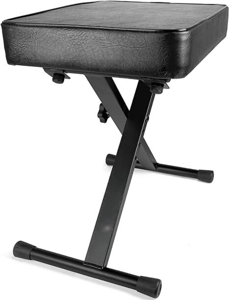 VIN® Pianokruk – Pianobank Met Gevoerde Zitting – Piano Kruk – Pianostoel – Pianokruk Verstelbaar – Zwart - 66.8 x 14 x 62 cm