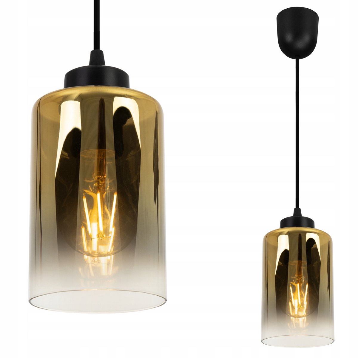 Gode Hanglamp Glas Loft E27 Metaal 90cm