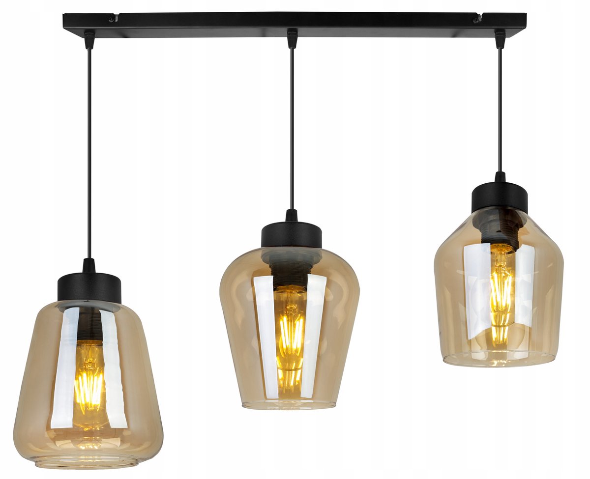 RIJACANS Hanglamp 3-lichts Glas Miel Zwart E2