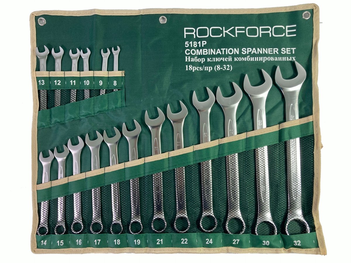 Rockforce RF-5181P - Ringsleutelset - 18-delig - Chroom - CrV Staal