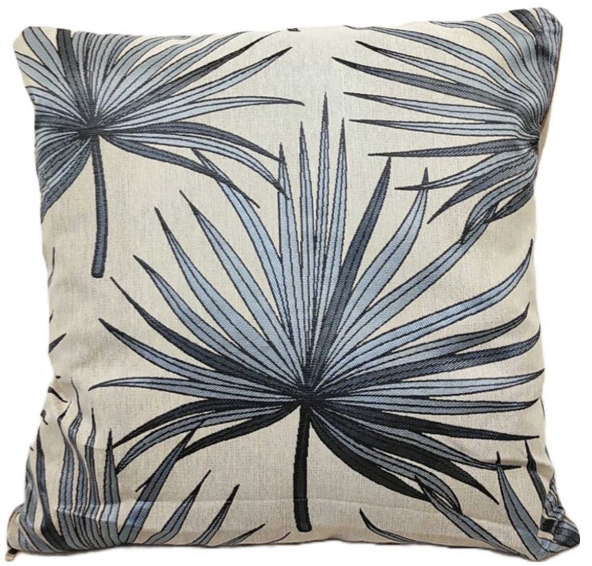 Decoratieve Kussenhoes 40x40cm - Blauwe Palmbladeren, Jacquard & Velours