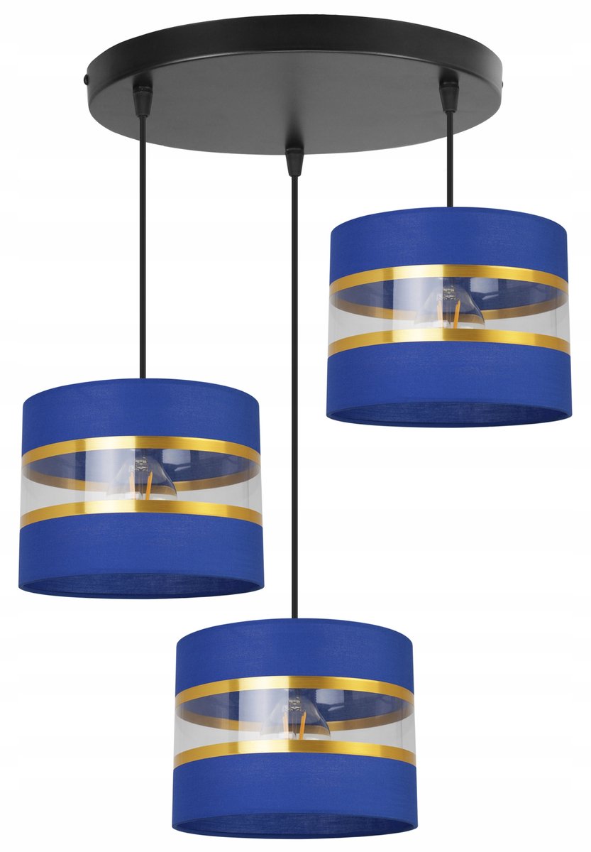 Luxe Hanglamp Goud Zwart Blauw E27 3-lichts Glamour