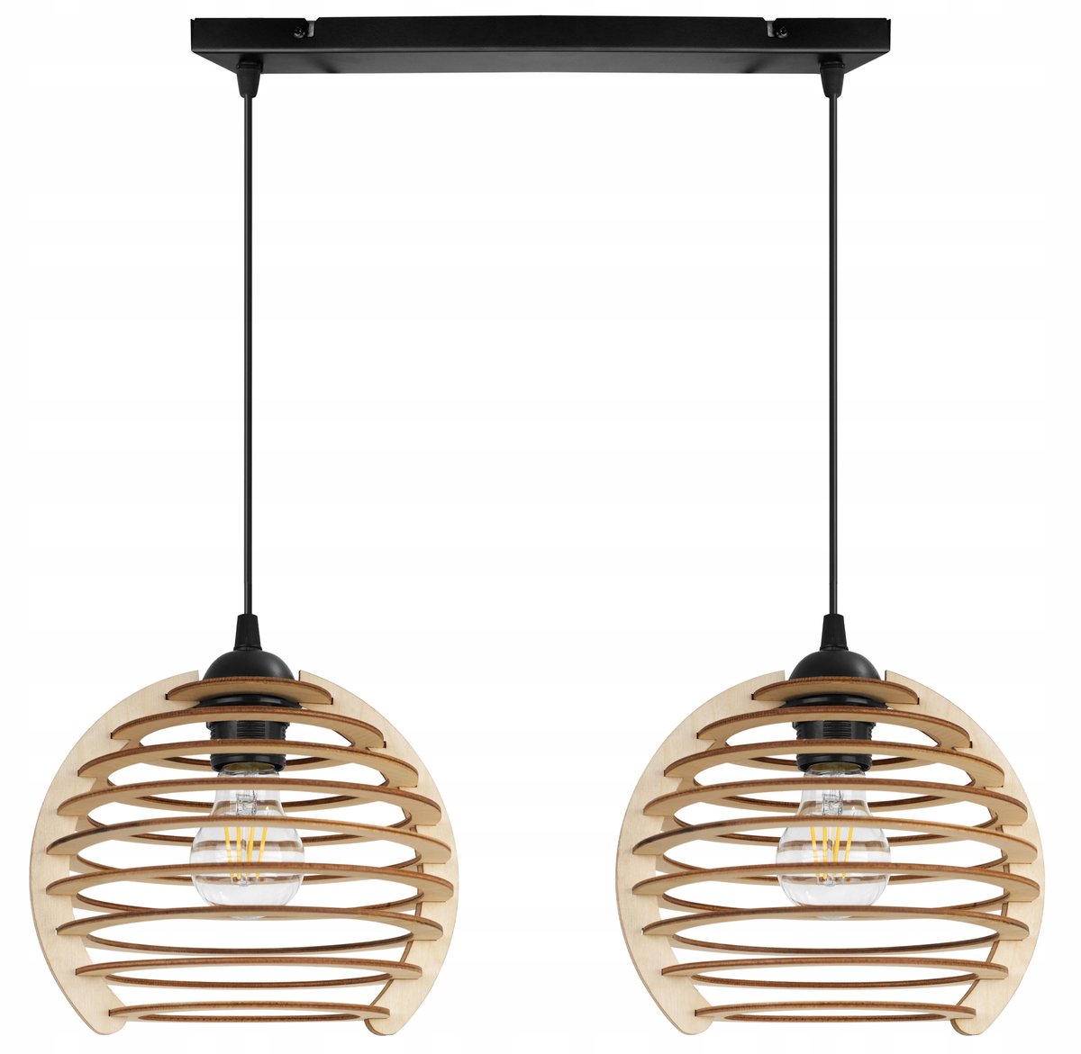 Houten Hanglamp Zwart/Beige - Modern Design voor Eettafel