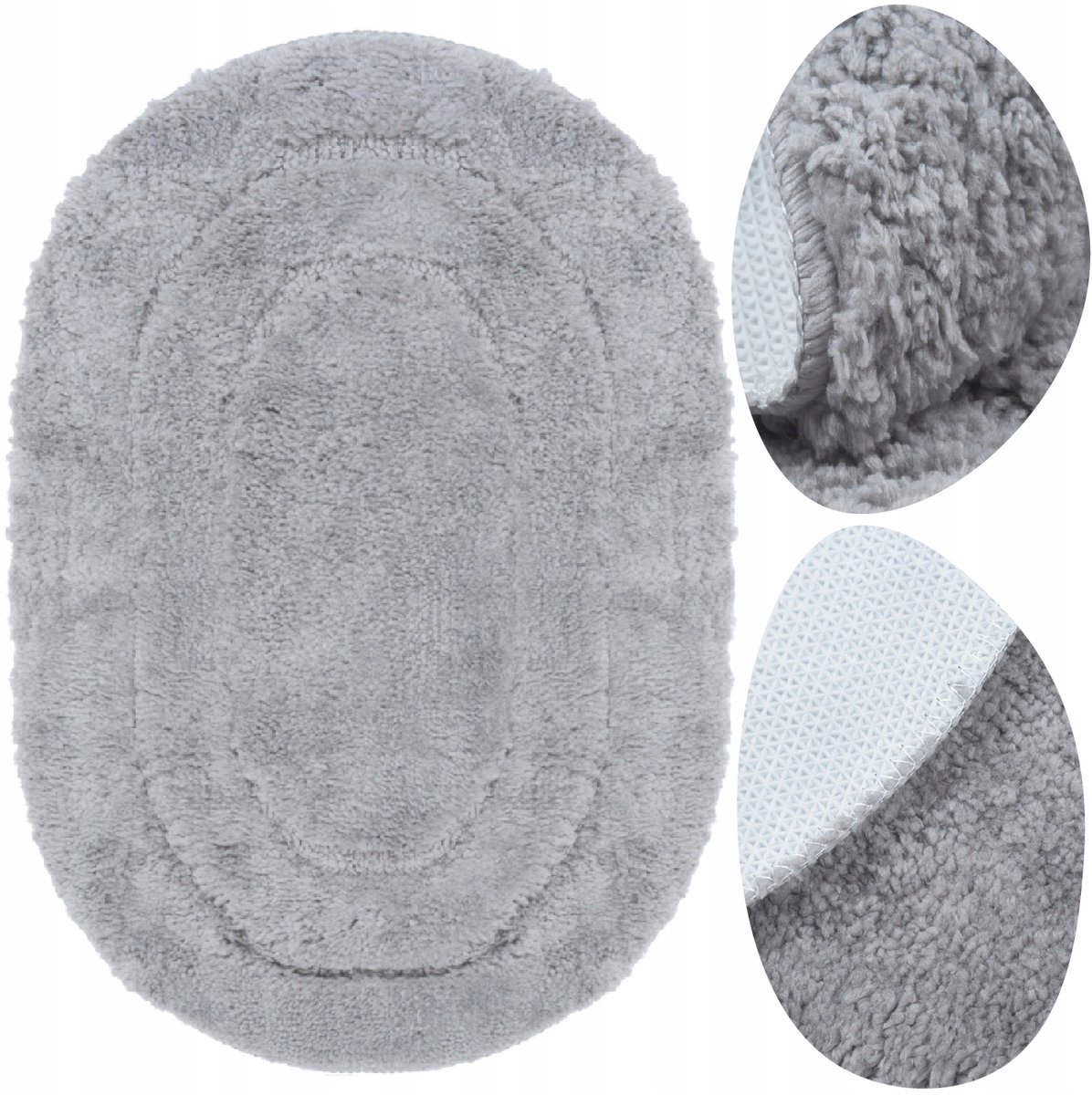 Zachte Grijze Badmat Ovaal 50x80 cm - Antislip & Wasbaar