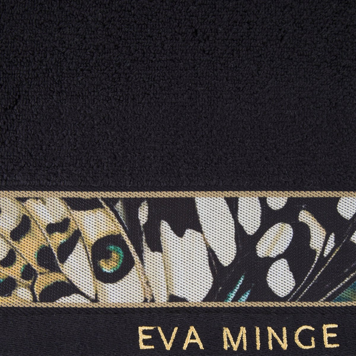 EVA Handdoek 30x50 cm Zwart - Luxe Katoen met Decoratieve Rand