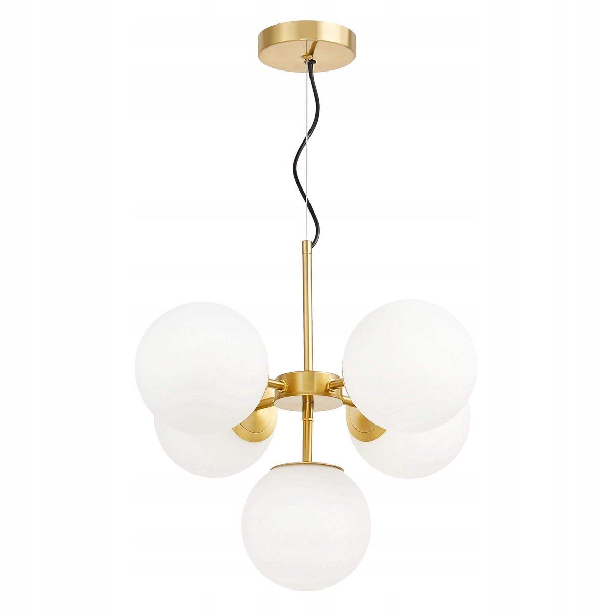 Moderne Messing Hanglamp Stelvio 5 Witte LED Bollen E27