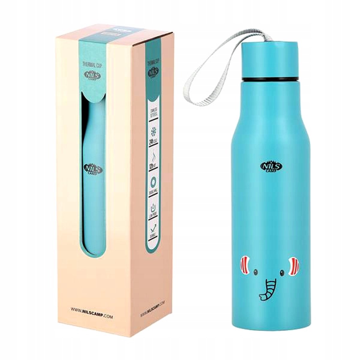 Nils Camp Thermosbeker Olifant 500ml Blauw - Isolatie tot 24u