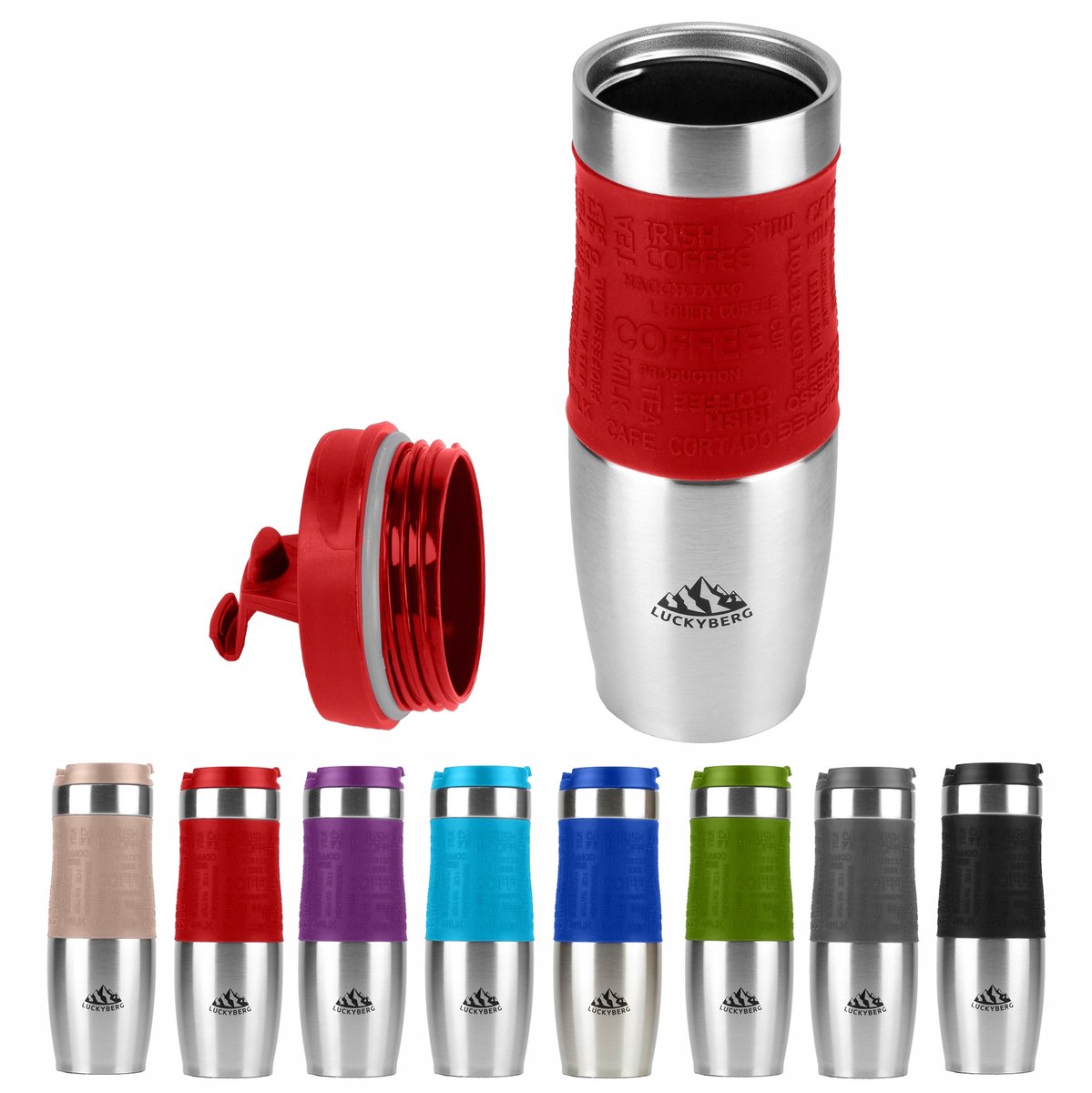 Luckyberg Thermosbeker Rood 480ml - Houdt Drankjes Warm/Koud
