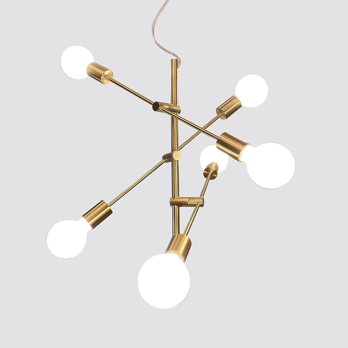 Gouden hanglamp SERPO met witte schaal - 6x E27