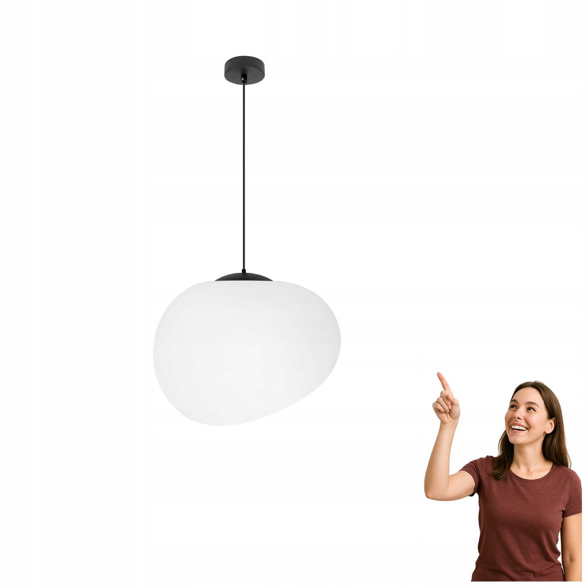 Candellux STONES Hanglamp - Modern Wit/Zwart, 1x E27, 40W