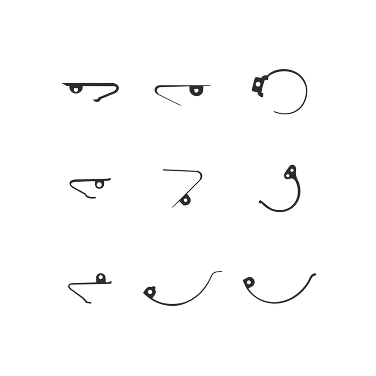 Assortiment vergrendelingsveren voor grote klokken, 9 stuks, uurwerkdelen voor grote klokken