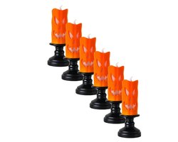 Set van 6 Halloween Jack-O'-Lanterns - Decoratieve lantaarns voor binnen en buiten- LED-lampjes zorgen voor een warme, spookachtige Halloweensfeer - Veilig in gebruik - Lichtgewicht - Geschikt voor thuis, op het terras, in de tuin of in de feestzaal