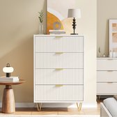 Commode à 4 tiroirs, meuble de rangement à 4 tiroirs, 60x34x91cm Commode, meuble de rangement, meuble pour salon, chambre, couloir - blanc