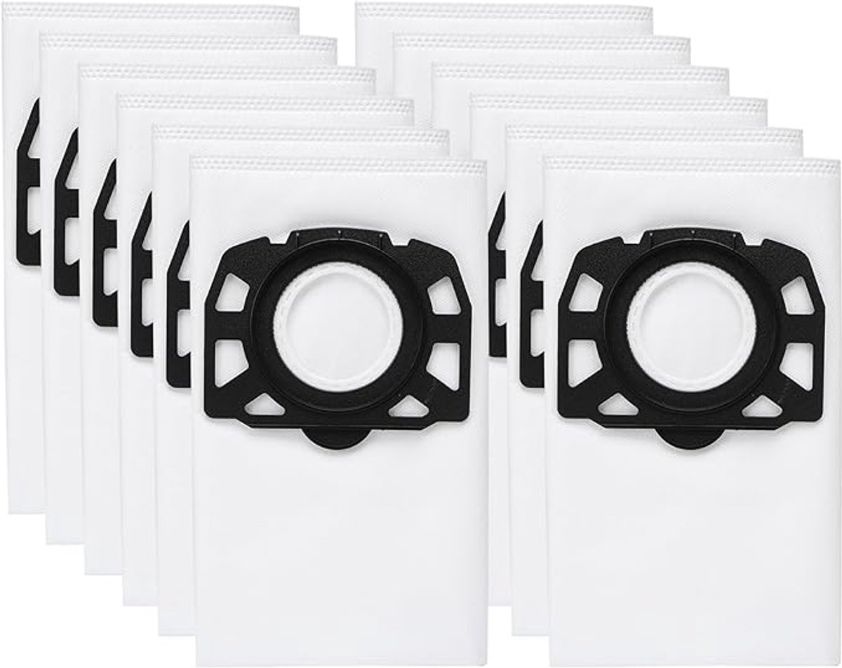 12-pack KFI 487 filterzakken, stofzuigerzakaccessoires, geschikt voor Karcher MV4/WD4/KWD4/KNT4/WD5/MV5/KWD5/WD6/MV6/WD 4.200/WD 5.800/SE 5.100/SE 6.100, 2.863-006.0
