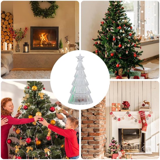 Nachtlampje - Bureaulamp - Nachtlampje kinderen - Kerstboom nachtlampjes - Acryl Nachtlampje Strepen & Sterren - Tafellamp Warm Licht - Compact & Sfeervol (10,5 × 10,5 × 5,5 cm) van Merkloos — afbeelding 3