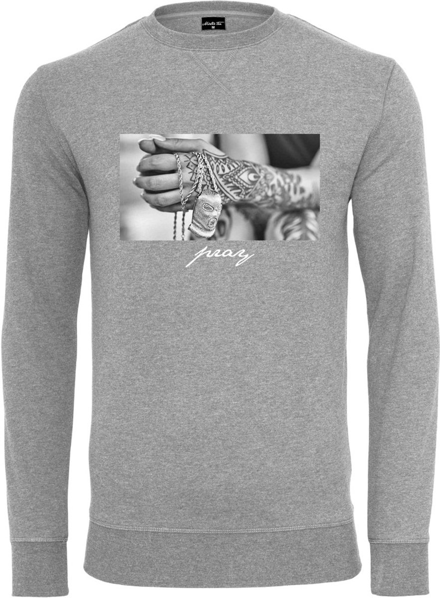 Mister Tee Pray 2.0 Crewneck sweater/trui L Grijs