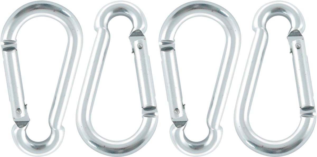 MARINETECH karabijnhaak, aluminium, zilver, 8x80 mm, 4 stuks