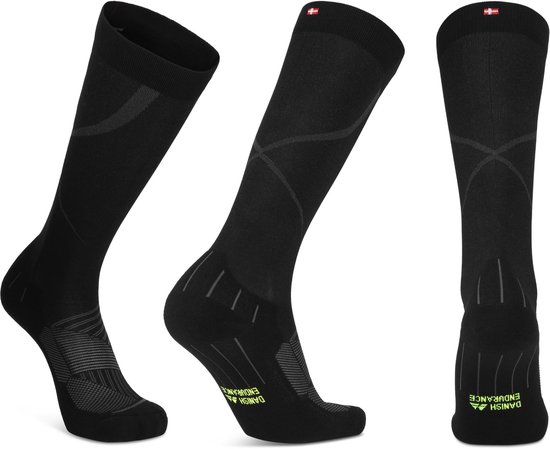 DANISH ENDURANCE Prestatie Compressiekousen - 26-32 mmHg - Zwart/Grijs - Maat 35-38