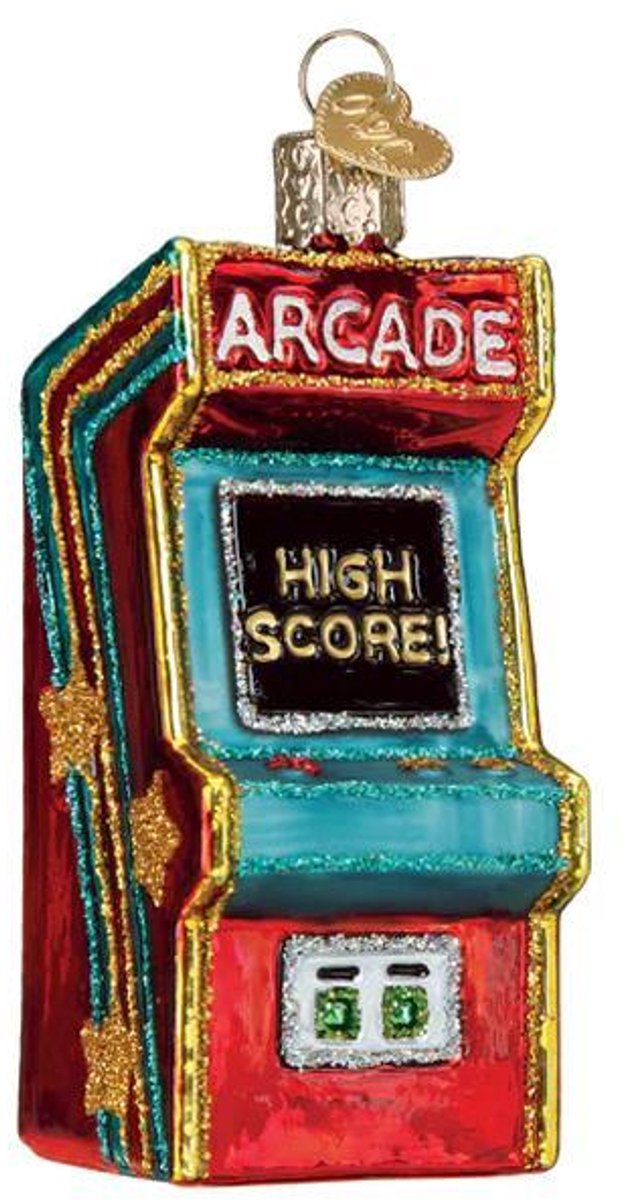 Kerstbal Arcade Game – Handgemaakt glazen ornament van Old World Christmas