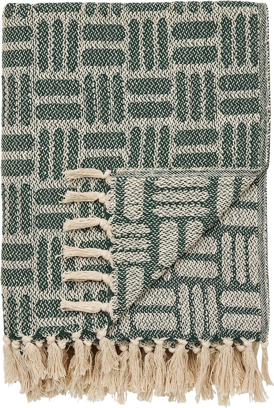Artichok Amina Plaid Groen - Deken - Voor Op Bank - Over Bed - Zacht - Wol - Polyester - Plaid voor Woondecoratie - 180 x 130 cm