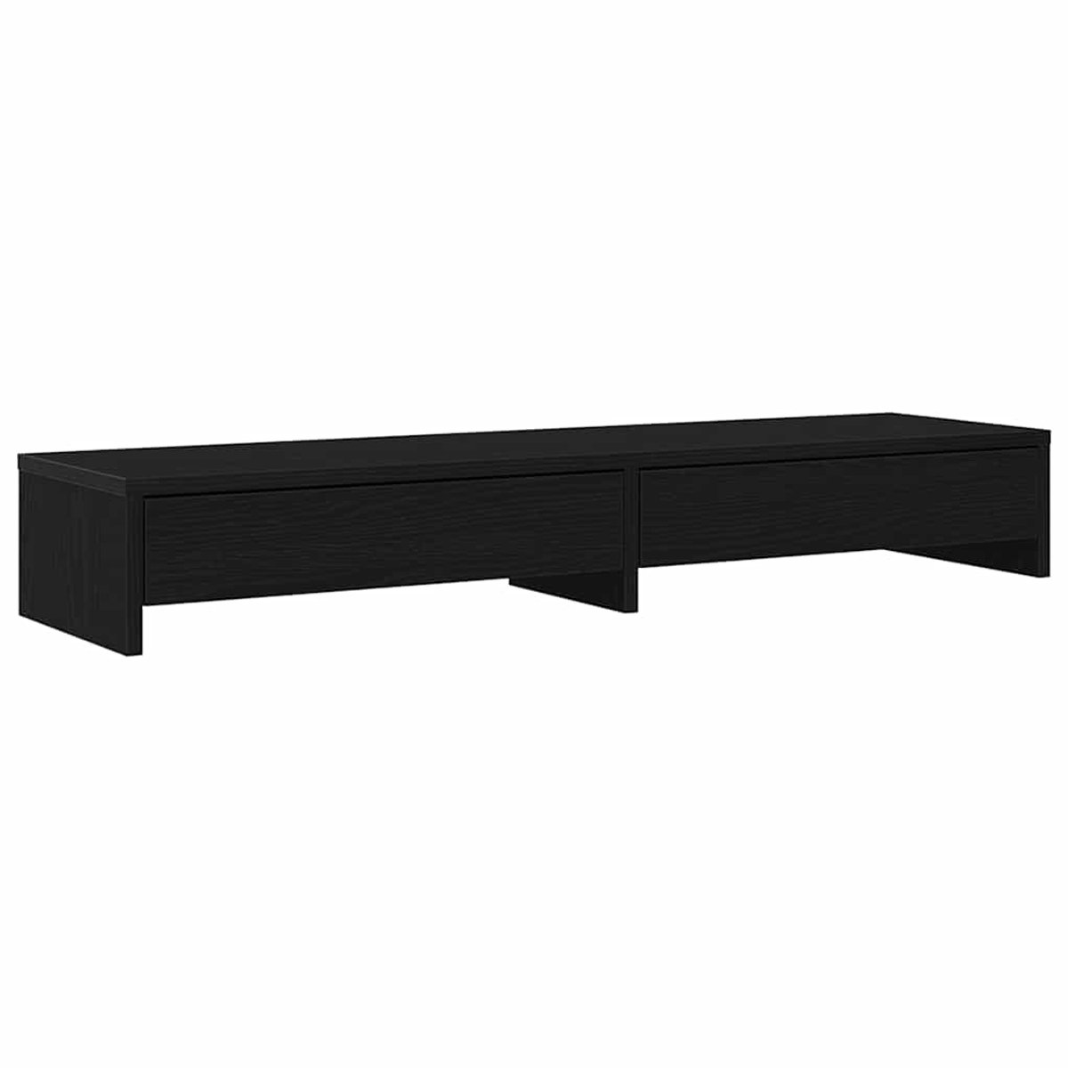 vidaXL - Monitorstandaard - met - lades, - zwart - eiken, - 100 - x - 27 - x - 15 - cm, - bewerkt - hout
