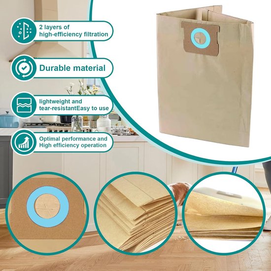 Convient pour 10 paquets de sacs à poussière Dewalt DXVA19-4101, sacs d'aspirateur, sacs en papier, sacs à poussière, sacs en papier