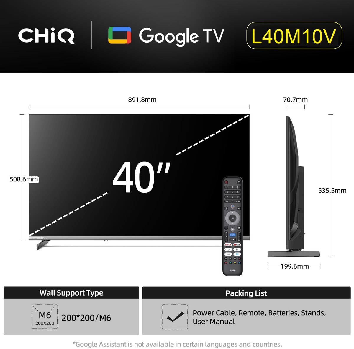 CHiQ L40M10V Smart TV 40 Inch - FHD 1080P Randloos Design - afbeelding 3
