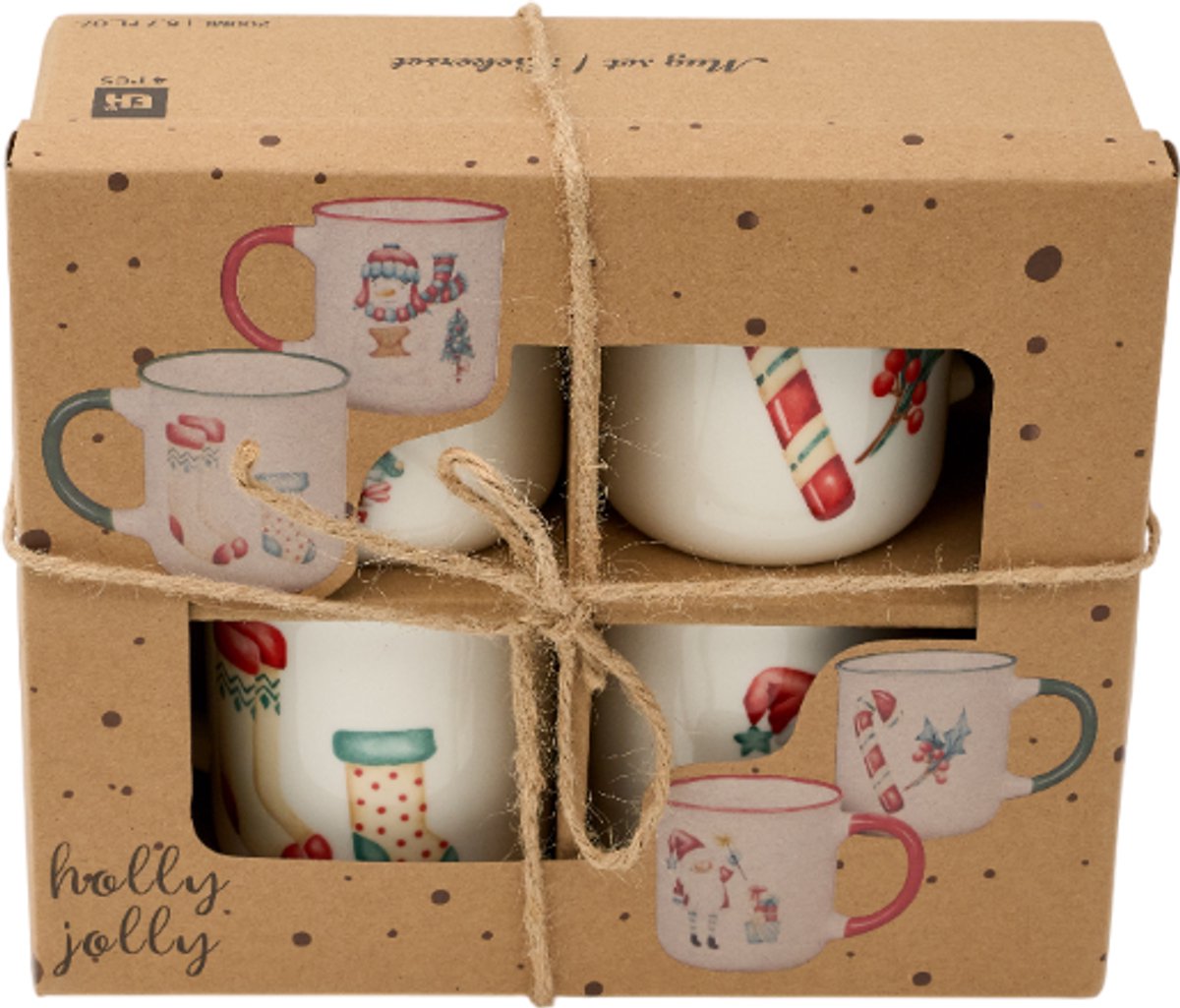 Kerstbeker Set 200ML - Set van 4 in Geschenkverpakking - 4 Kerst Prints - Geschikt voor Glühwein — cadeau in Kookcadeaus - foto 3