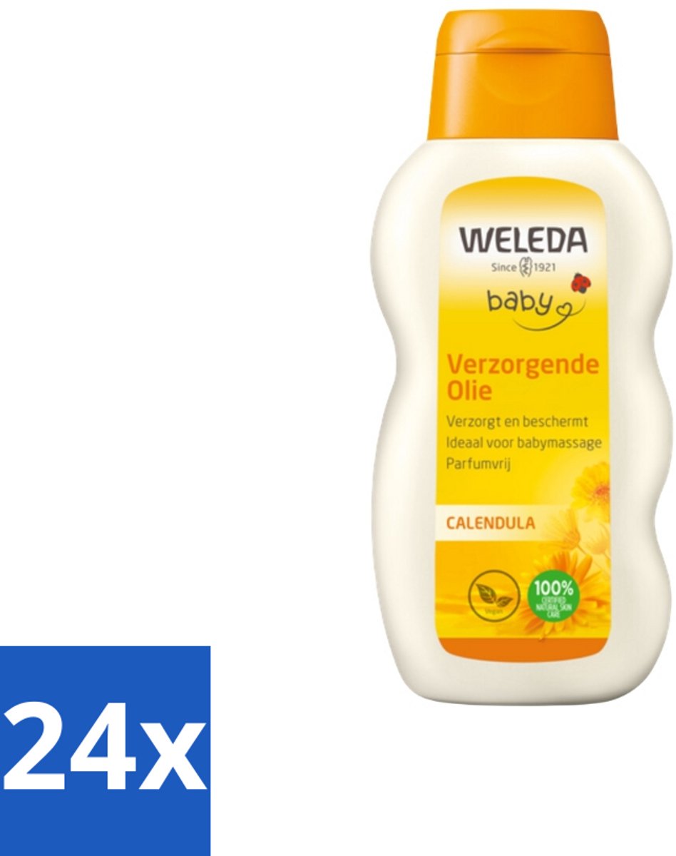 Image of 24 x WELEDA - Verzorgende olie - Baby & Kind Calendula - 200 ml - Babyhuidverzorging - Babyolie - Calendula Olie - Biologische Babyproducten - Natuurlijke Babyverzorging