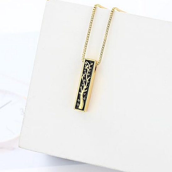 Luxe Ashanger - met Ketting (55 cm) - Voor As, Haren of Parfum - Assieraad - As Ketting - Gedenksieraad - Urn - As Hanger - Incl. As vuller en Opbergzakje - Gold Tree