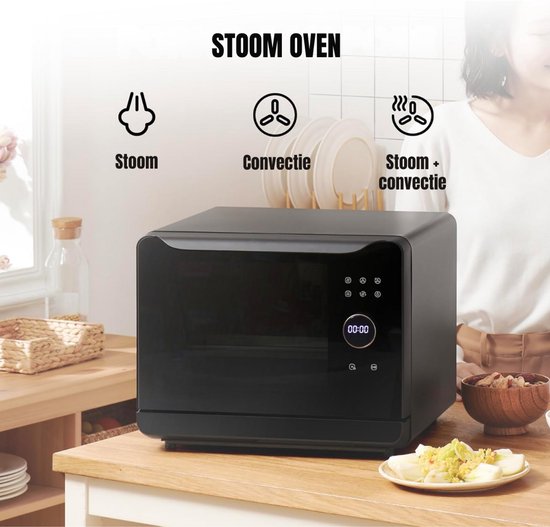 SCH® Stoomoven - Zwart - 42cm x 41cm x 34cm — afbeelding 4