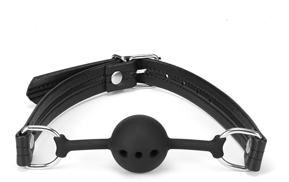 Liebe Seele - Black Bond - Bonded Leren Gag met Premium Siliconen Bal - Eco-vriendelijk - Nikkelvrij - Zwart