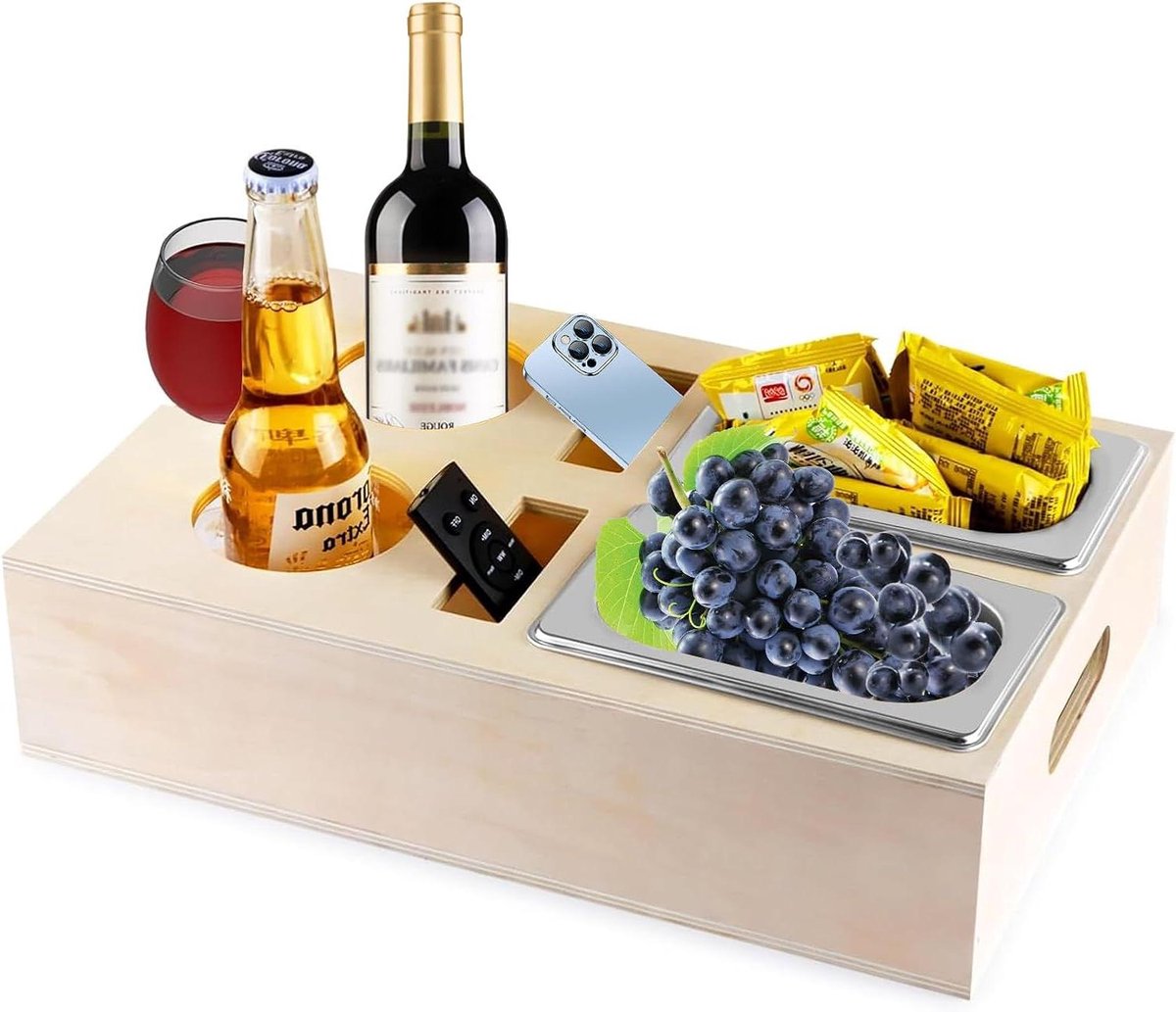 Allecto plus - Houten Bank met Snackboxen en Dienblad voor Twee Snacks