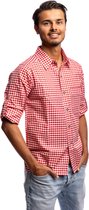 Samex® Oktoberfest Homme - Chemisier - Boutons Oktoberfest - Chemise tyrolienne - Lederhosen Homme - Rouge - Wit - Taille L