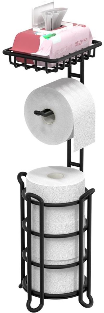 MKSS® Toiletbutler - Toiletrolhouder Staand - Zwart