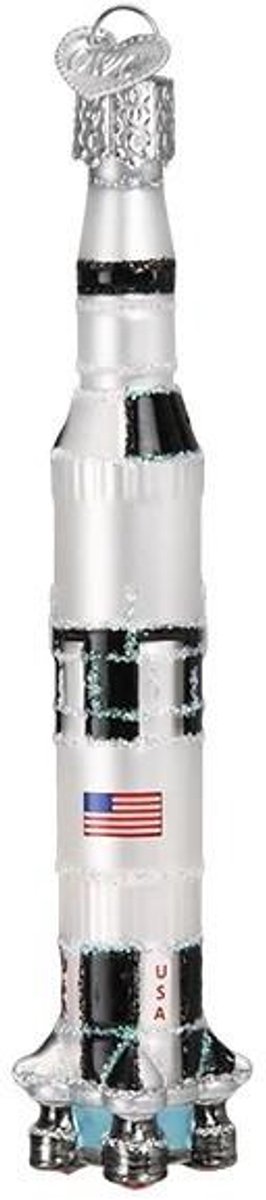 Glazen kerstbal in de vorm van de Saturn V raket van Old World Christmas – 13,5 cm