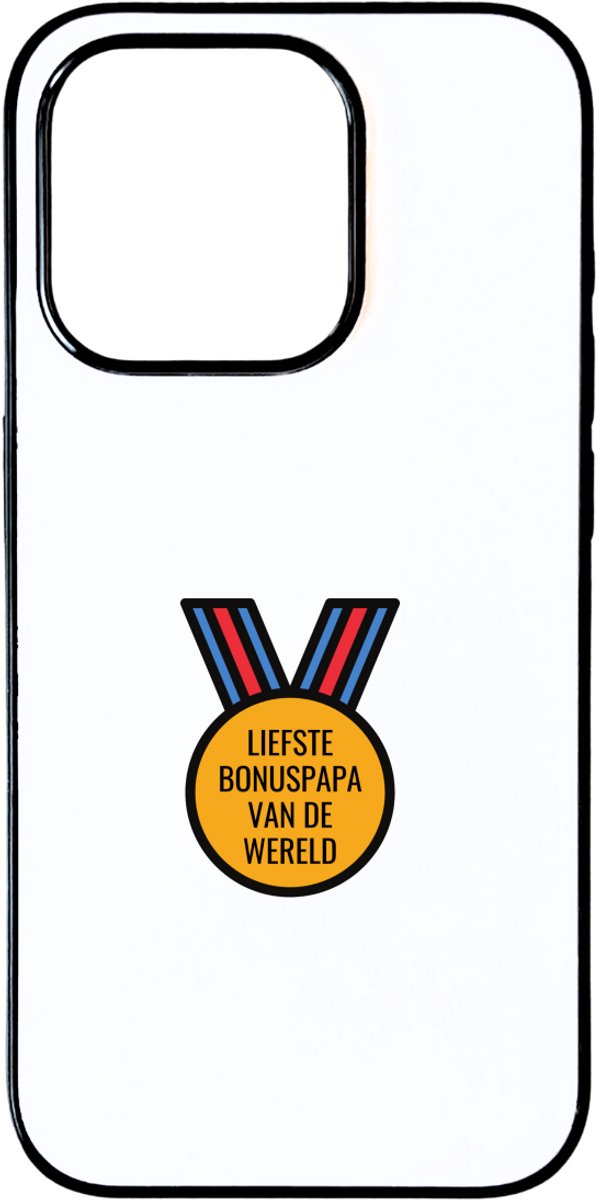 Hacebo® - liefste bonuspapa van de wereld telefoonhoesje - de liefste bonusvader - telefoonhoesjes - vader cadeautjes - vaderdag - verjaardagscadeau - verjaardag - cadeau - geschenk - kado - gift - hoesje geschikt voor iPhone 15 Pro