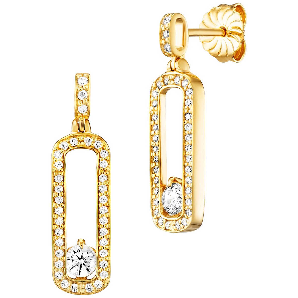 Julie Julsen Ohrhänger 925/- Sterling Silber vergoldet 72 Zirkonia